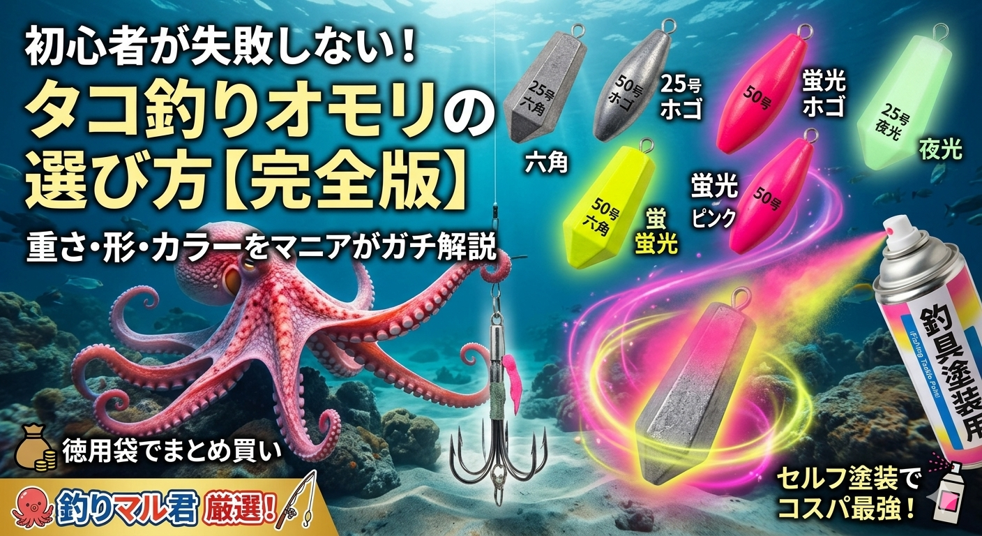 タコ釣り用のオモリの重さ・形・カラーの選び方を初心者に向けたアイキャッチ画像