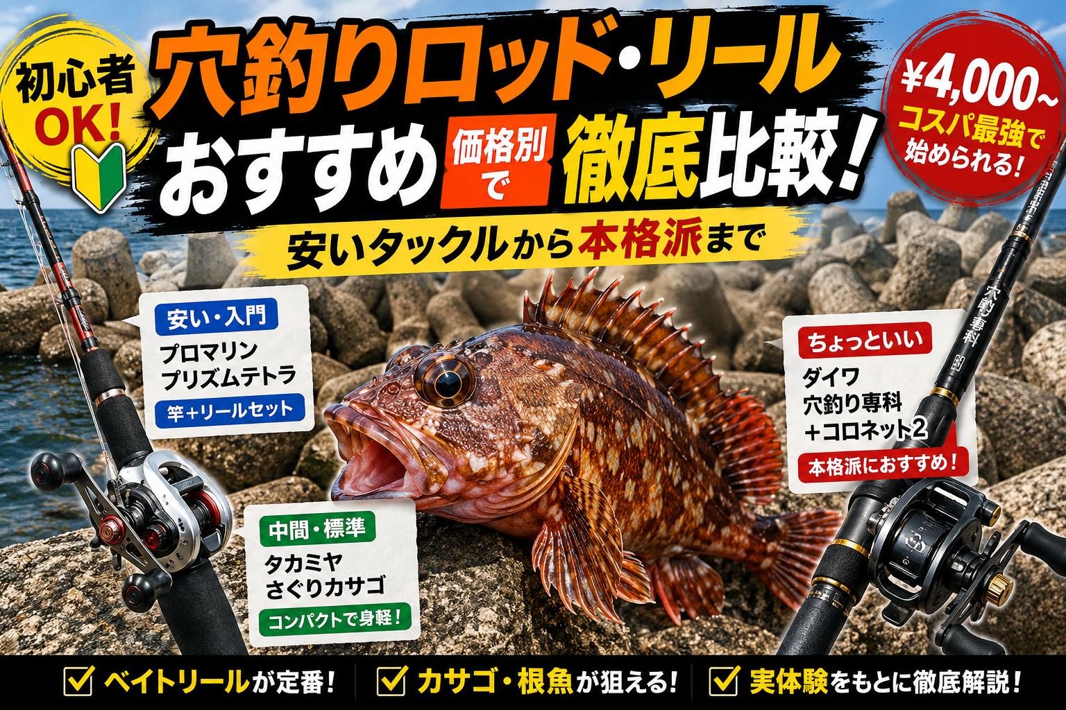 穴釣りロッド・リールおすすめ】価格帯別で選ぶ｜安いタックルから本格